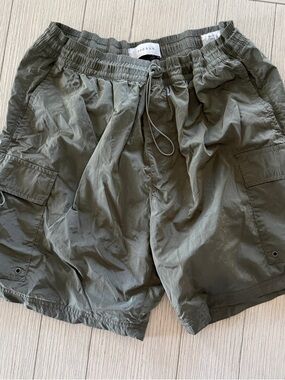 PacSun Olive Green Cargo Voley Shorts with Drawstring